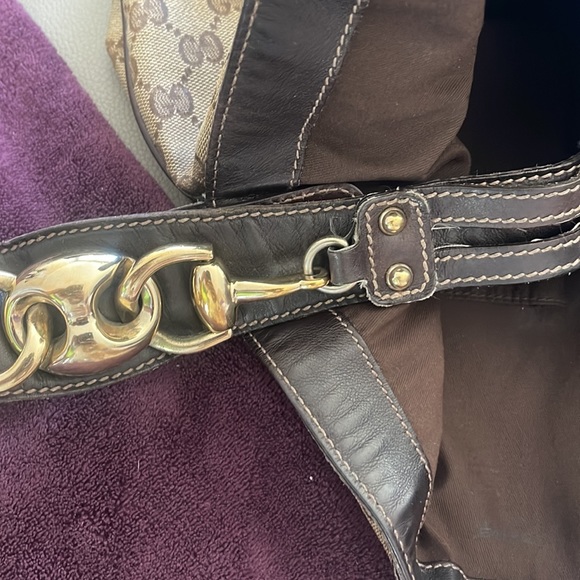Gucci Monogram GG Brown Horsebit handle Canvas Material Hobo Bag large - Picture 7 of 7